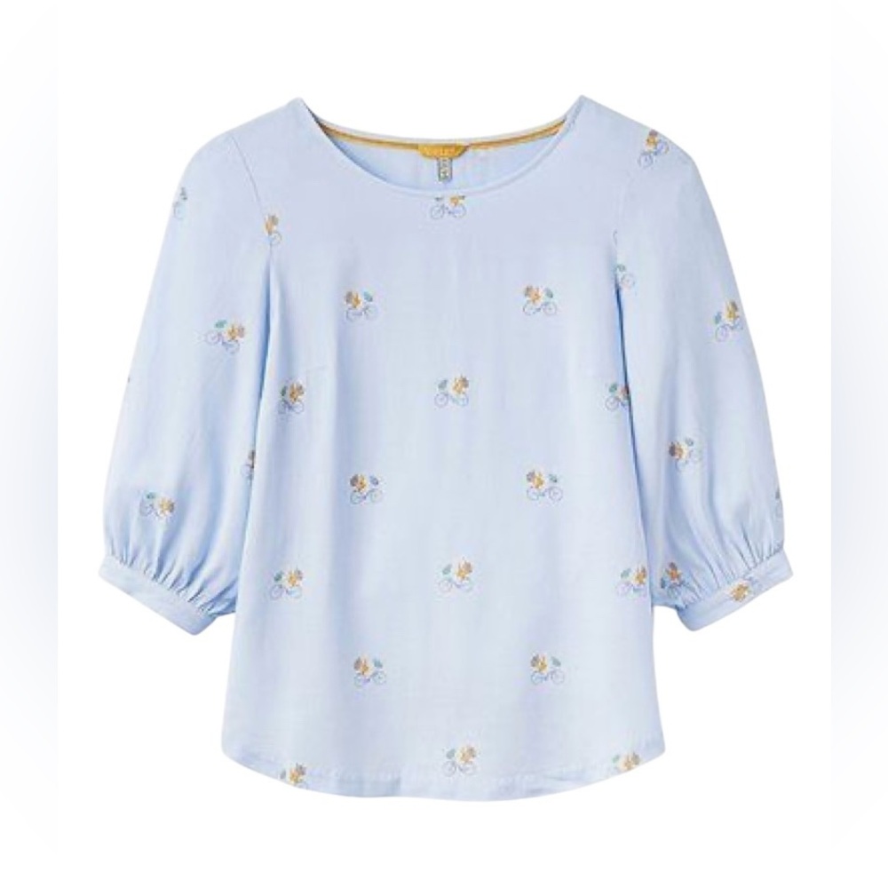 Joules Women’s Light Blue Top with Yellow Accents Size 10 (S/M)